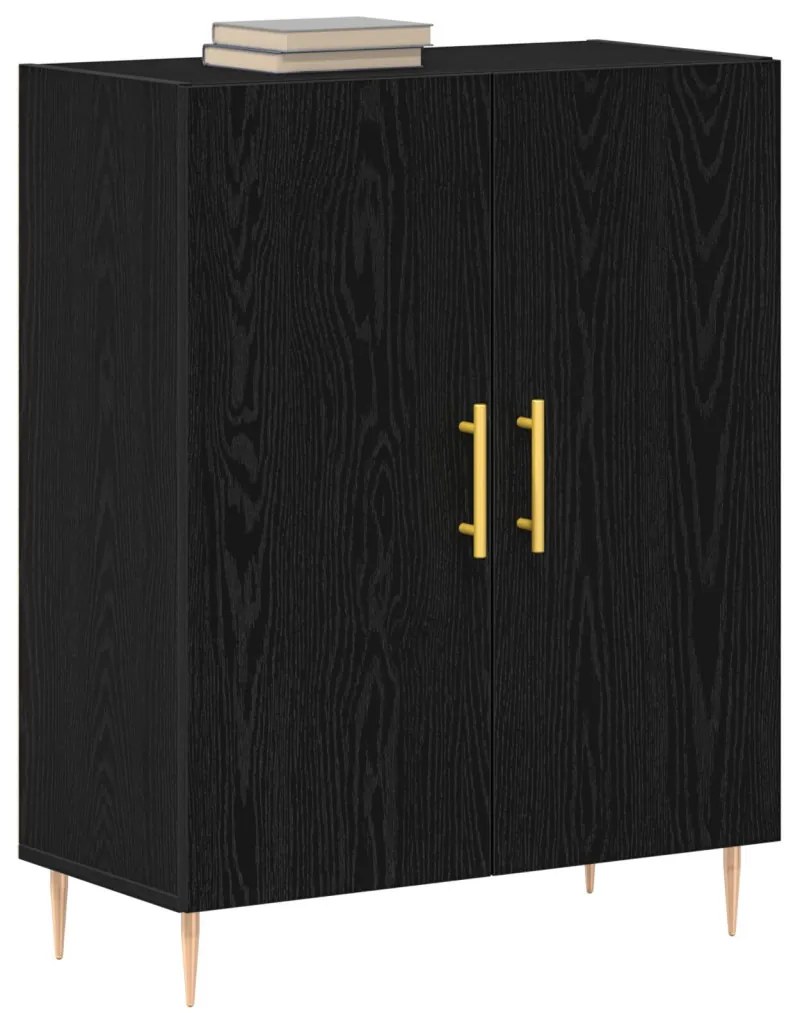 Oldalszekrény Fekete Tölgy 69,5x34x90 cm Műanyag Fa
