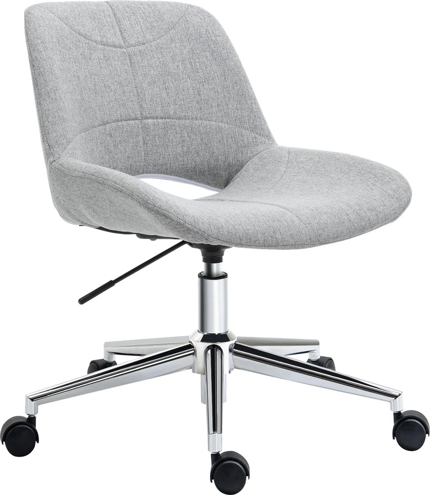 HOMCOM Irodai Szék, Magasságban Állítható Forgószék, Számítógépes Szék, Vászonhatású, 110 kg Teherbírás, Fém, Világosszürke, 49 x 56.5 x 73-82.5 cm |