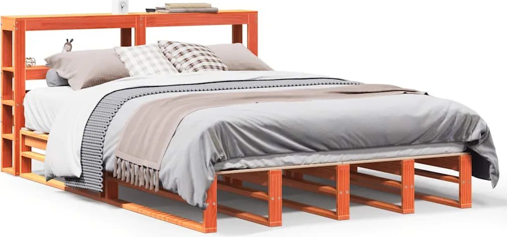 vidaXL viaszbarna tömör fenyőfa ágy matrac nélkül 120 x 200 cm