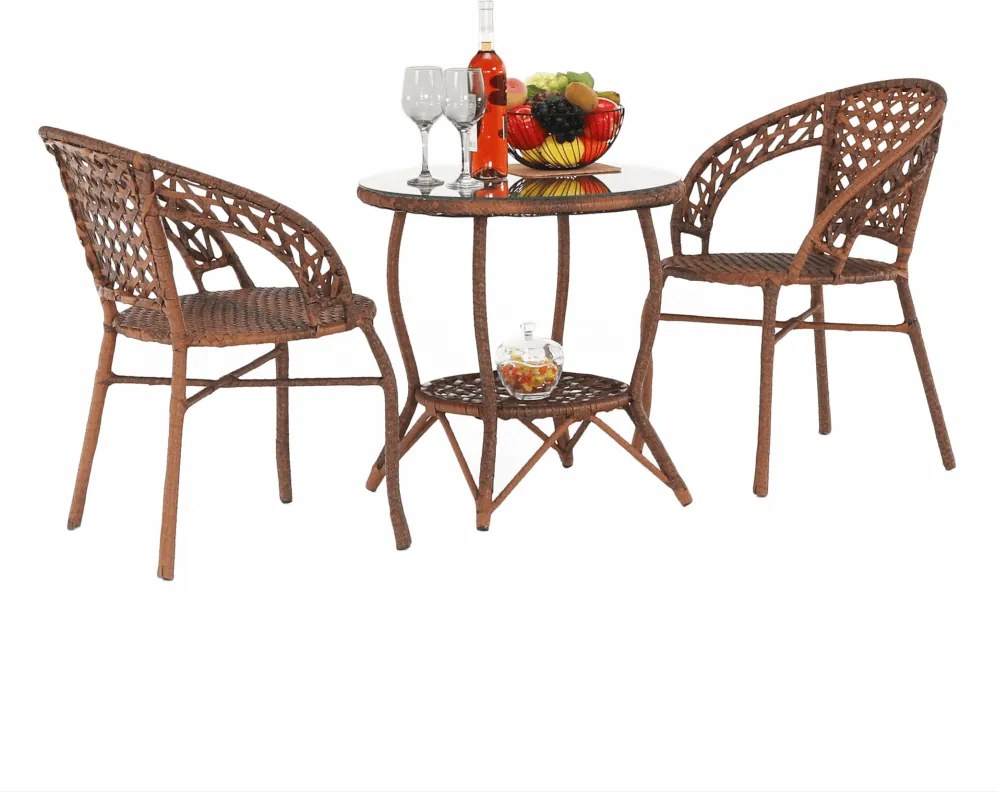 Kerti rattanszett 1+2, barna, JARUB