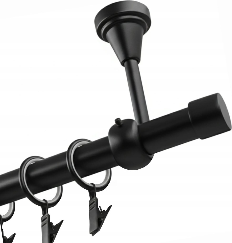 Fém Függönykarnis Mennyezeti 140 cm 19 mm Luna fekete matt Kerekek