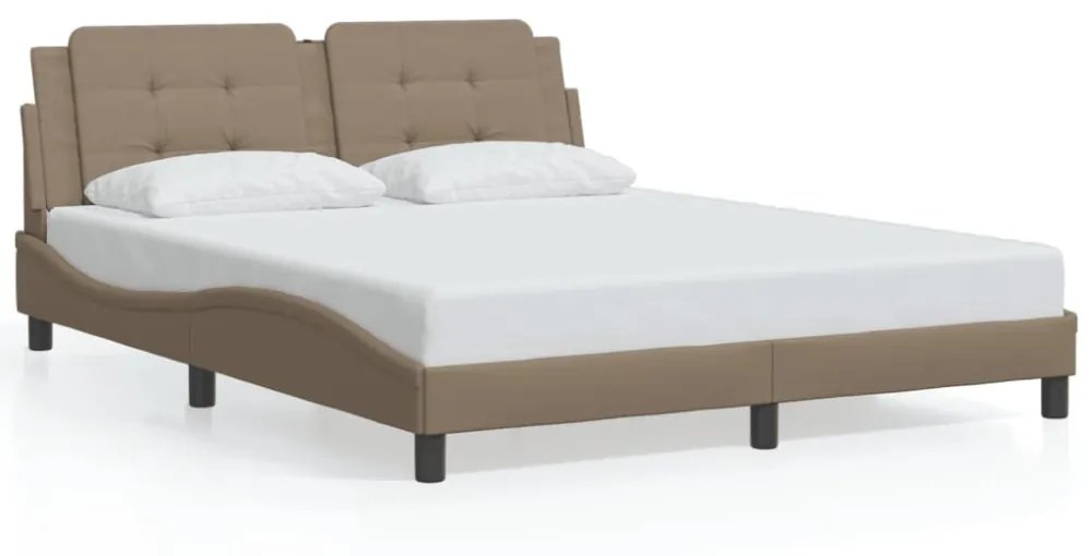 kávészínű ágykeret LED-ekkel matrac nélkül Zadar 160 x 200 cm