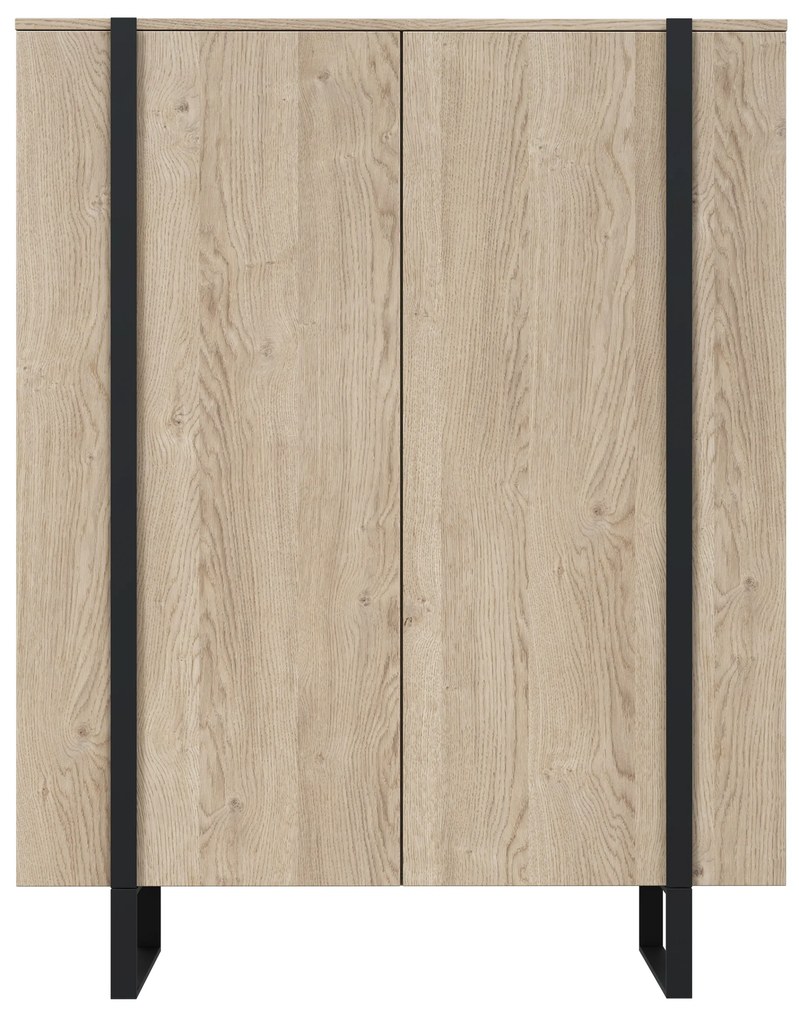 Verica komód 120 cm - szivacsos-tölgy / fekete lábak