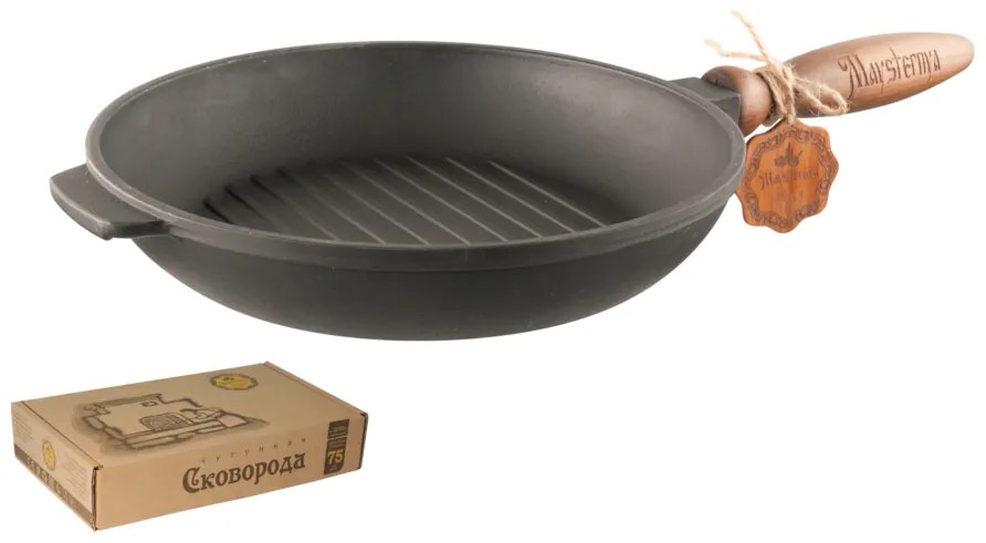 Maysternya Serpenyő grill öntöttvas levehető nyéllel 24 cm