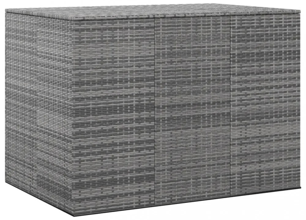 szürke polyrattan kerti párnatartó doboz 145 x 100 x 103 cm