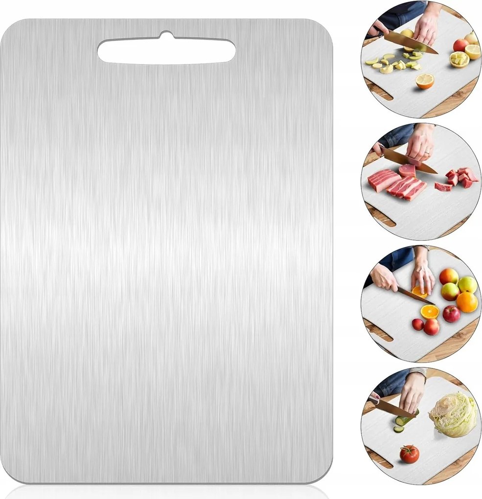 Rozsdamentes Acél Vágódeszka Kétoldalas Nagy 29x20cm