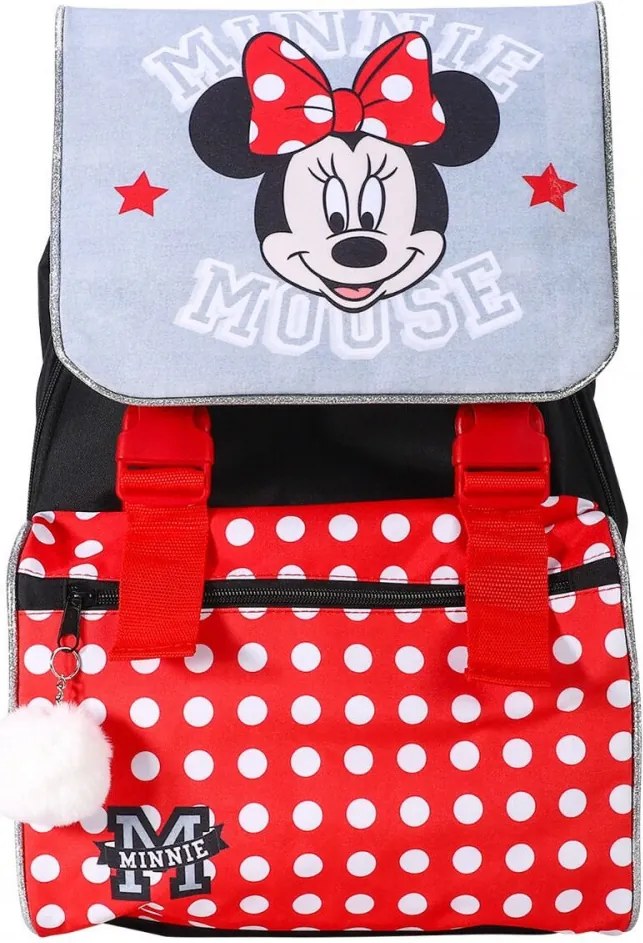 Disney Minnie Grey iskolatáska, táska Pomponnal, 42 cm
