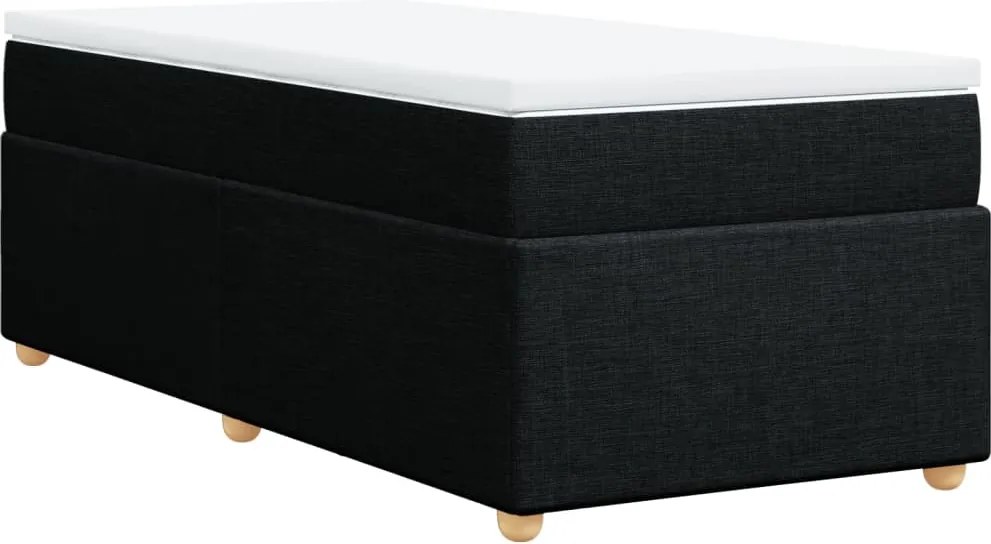 vidaXL fekete szövet rugós ágy matraccal 100 x 200 cm