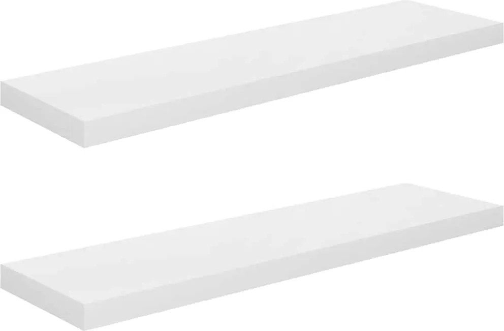 vidaXL 2 db magasfényű fehér MDF lebegő fali polc 90 x 23,5 x 3,8 cm