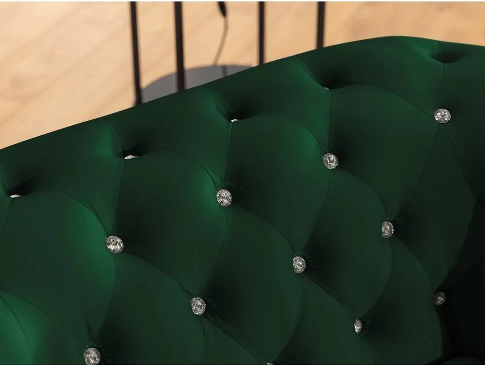 Zöld bársony kinyitható sarokkanapé (bal oldali-L alakú) York Blik – Ropez