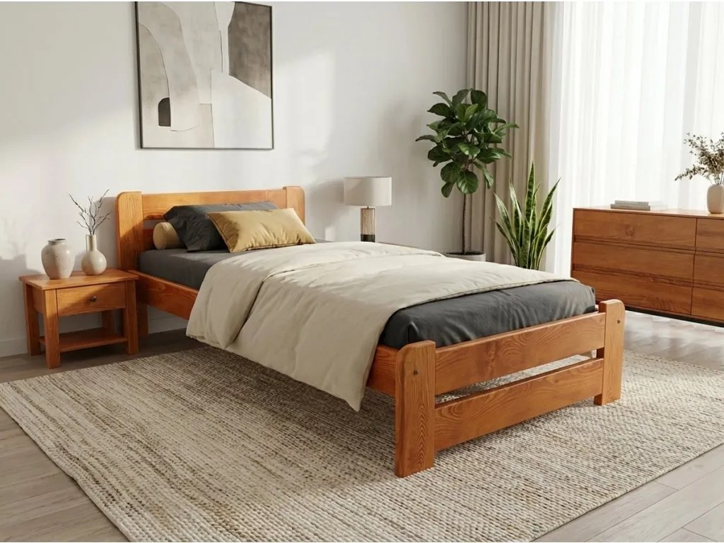 Laura ágy 80x200, égerfa Ágyrács: Léces ágyrács, Matrac: Deluxe 10 cm matrac