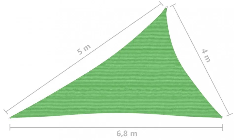 világoszöld HDPE napvitorla 160 g/m² 4 x 5 x 6,8 m