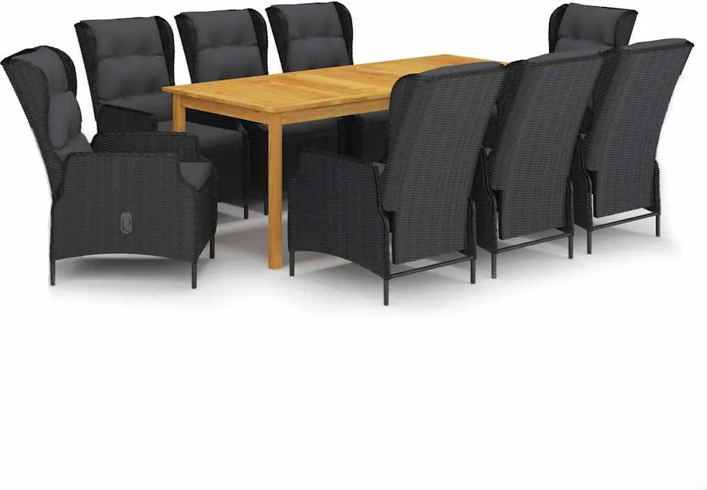 vidaXL 9 részes sötétszürke kerti étkezőgarnitúra