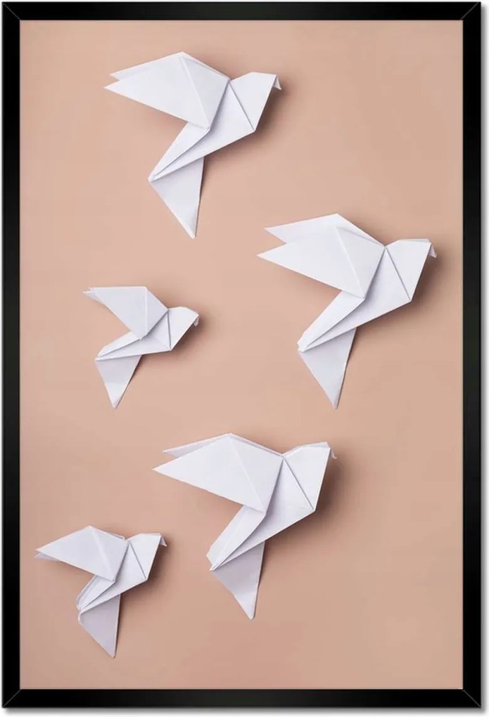 Poszter keretben 40x60 Origami fehér galamb