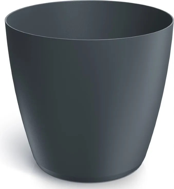 Antracit szürke matt műanyag virágcserép 17,8x16,4 cm fedő, sima felületű