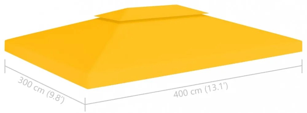 sárga kétszintes pavilon-tetőponyva 310 g/m² 4 x 3 m