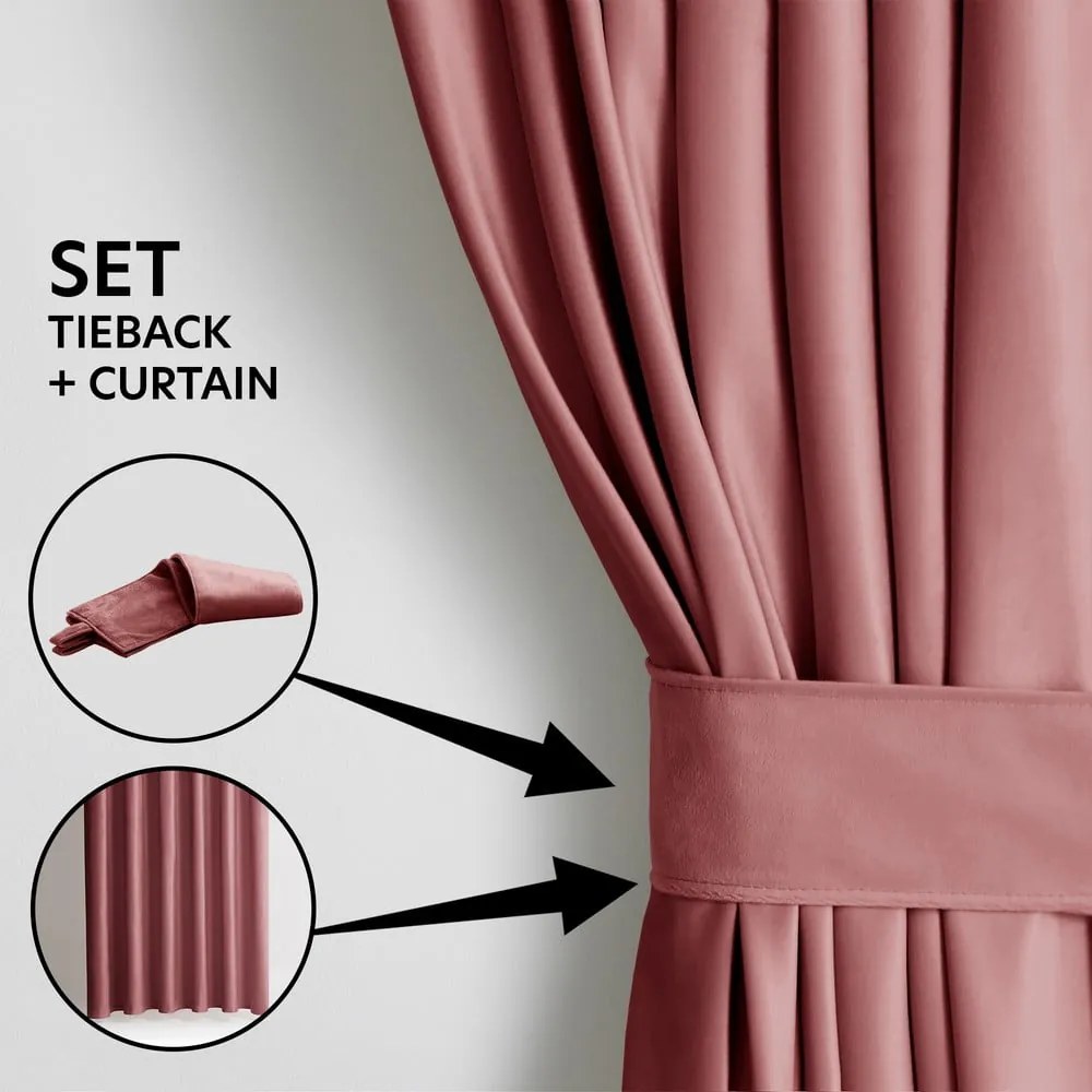 Rózsaszín bársony dimout (részleges sötétítő) függöny 140x245 cm Eyelets – Restilo