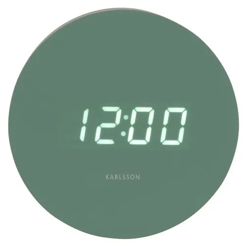 Karlsson 5981GR dizájner LED-es óra ébresztővel,zöld, 9 cm átmérőjű.