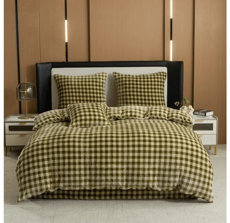 Mikroplüss ágyneműhuzat KELVIO zöld Ágyneműhuzat mérete: 2 db 70 x 90 cm | 200 x 220 cm