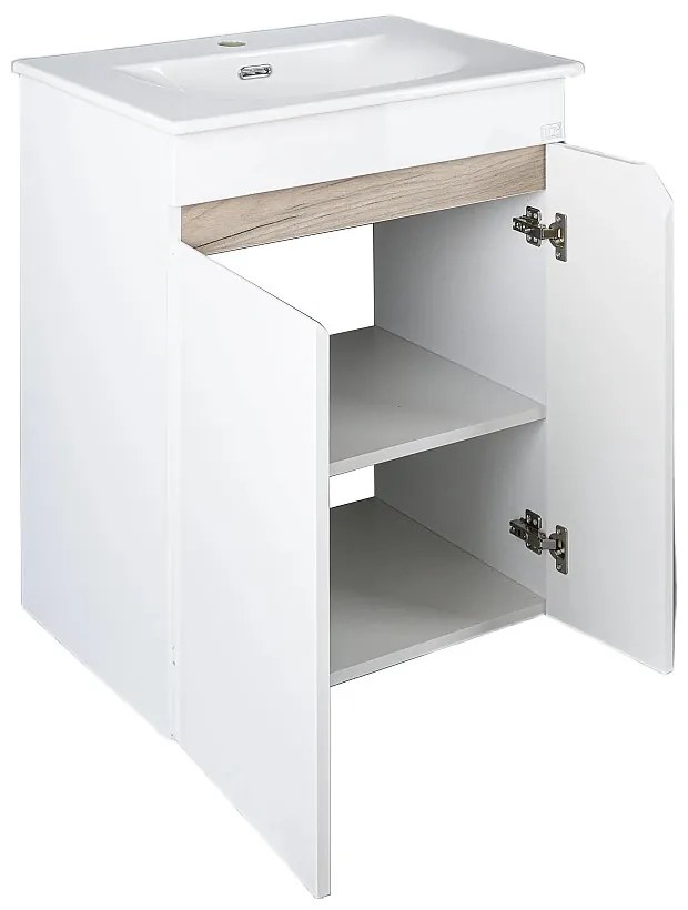 TMP VISION LONG 60 fali függesztett fürdőszobai bútor - SKY E-8099-60 porcelán mosdóval- 61 x 46 cm