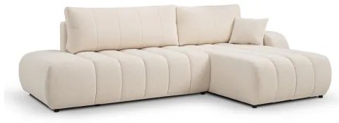 DESIO L-alakú, jobbos kihúzható sarokkanapé tárolóval, bézs