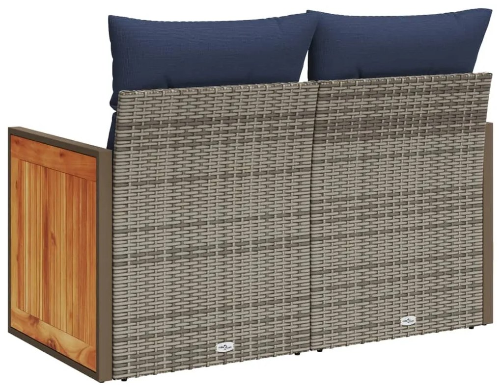 kétszemélyes szürke polyrattan kerti kanapé párnákkal