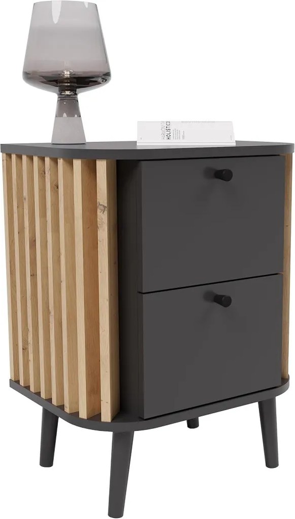 Pure 2 fiókos éjjeliszekrény kézműves tölgy/szürke