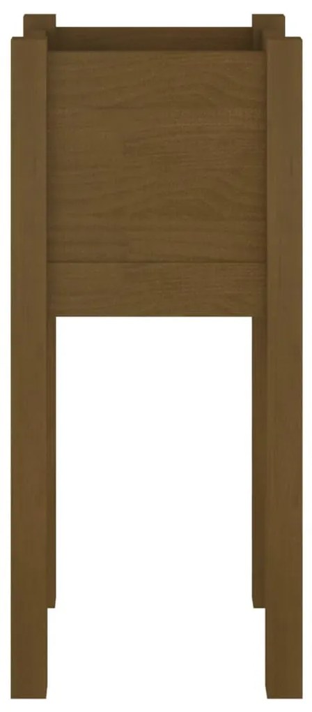 Mézbarna tömör fenyőfa kerti virágtartó 31 x 31 x 70 cm