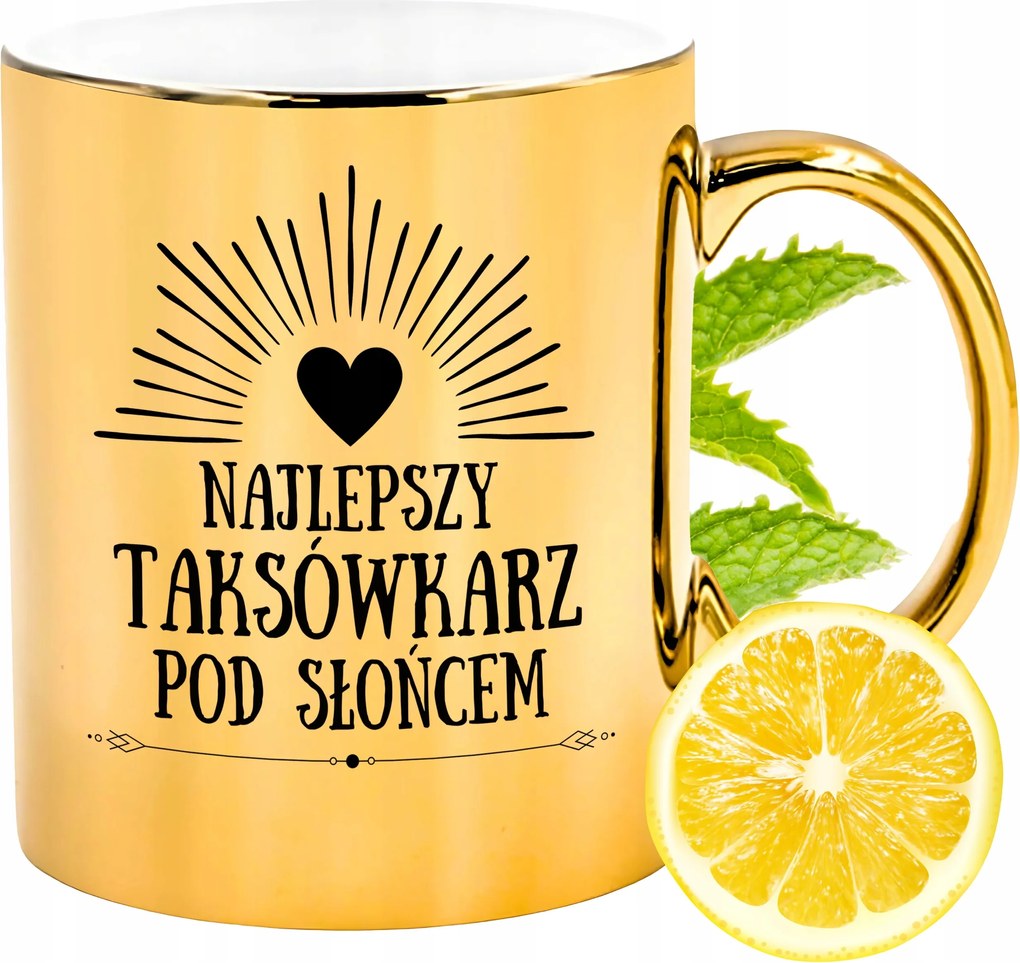 Prémium Arany Fényes Bögre Taxisofőr Ajándék Nyomtatott Fotó