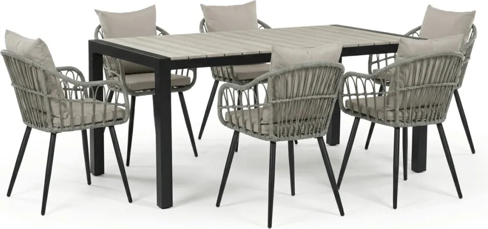 Kerti asztal 160x90 cm, alumínium, polywood, fekete, AZT-S1514 BK