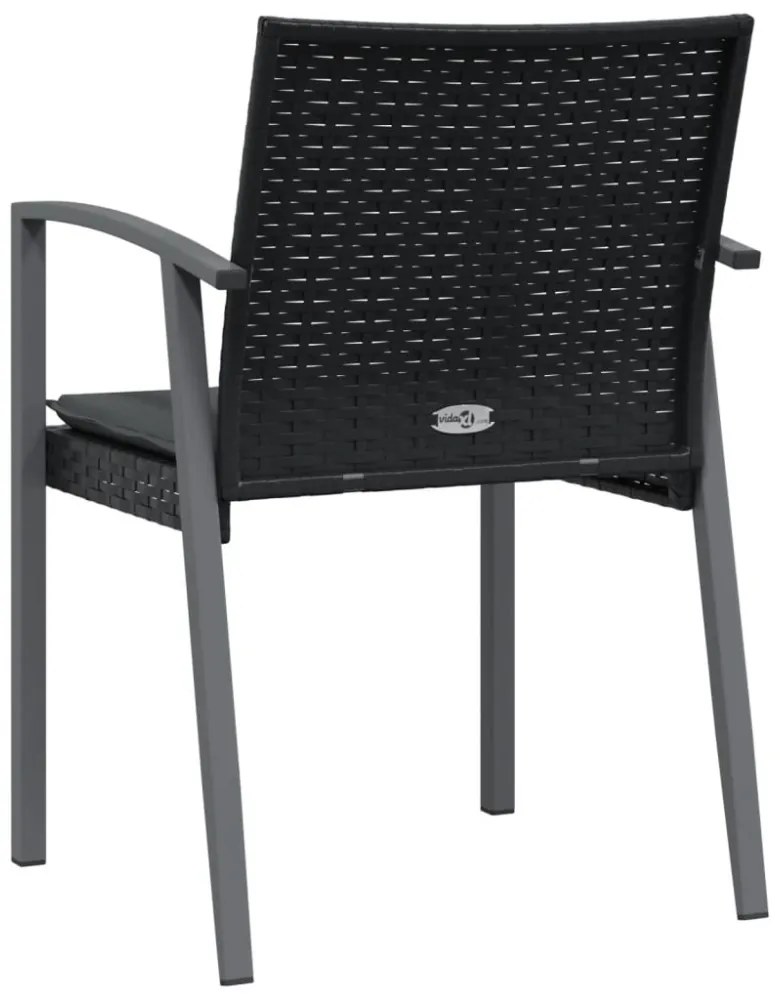 6 db fekete polyrattan kerti szék párnával 56,5x57x83 cm