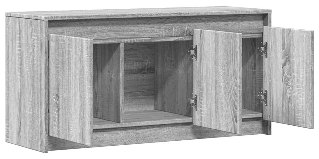 szürke sonoma színű szerelt fa LED-es TV-szekrény 100x34x50 cm