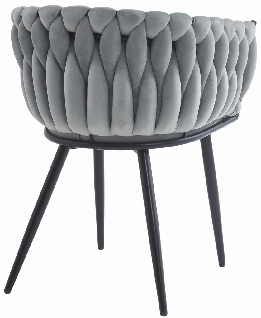 Világosszürke ORION VELVET étkezőfotel fekete lábakkal