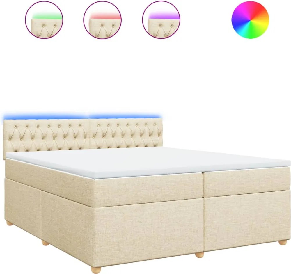 vidaXL krémszínű szövet rugós ágy matraccal 200 x 200 cm