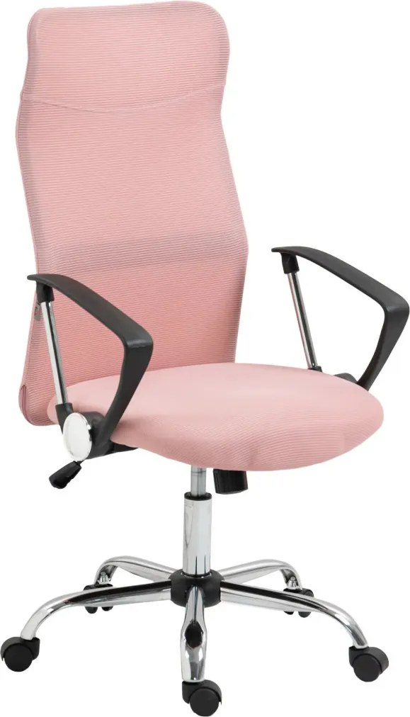 HOMCOM ergonomikus irodai szék, magasságban állítható forgószék hintafunkcióval, hálós kárpitozás, rózsaszín