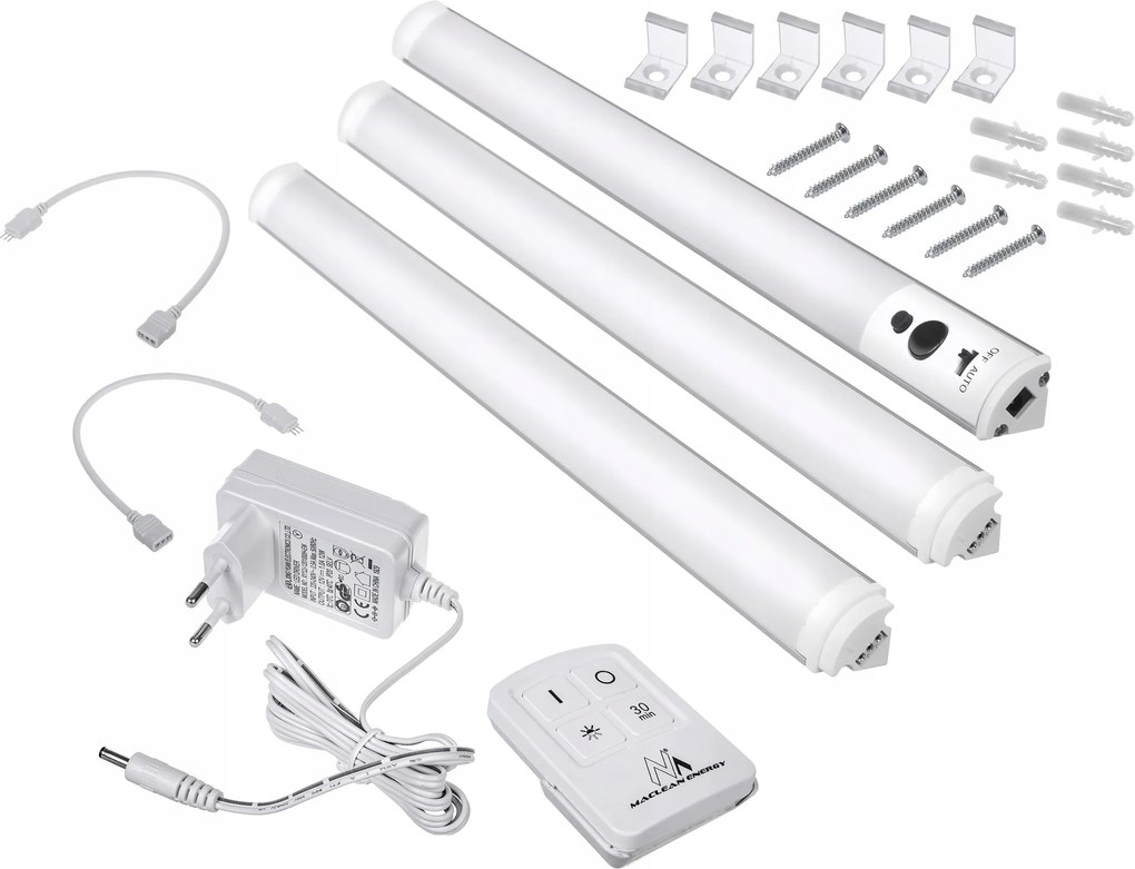 LED-es szekrény alatti lámpa világító díszléc konyha távirányító tápegység 3xlámpa