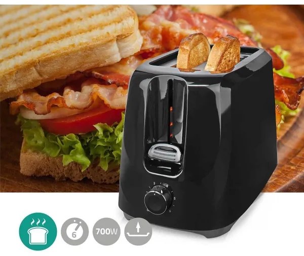 Nedis KABT150EBK - Kenyérpirító két hellyel 700W/230V fekete
