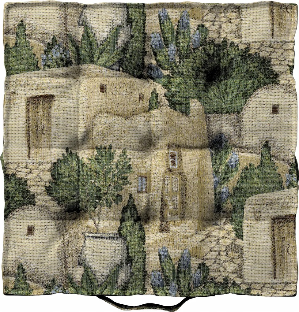 Kuba székpárna 40x6 homokzöld mediterrán motívum