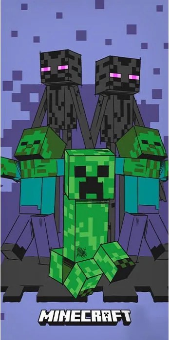Minecraft Purple Attack fürdőlepedő, strand törölköző 70x140cm