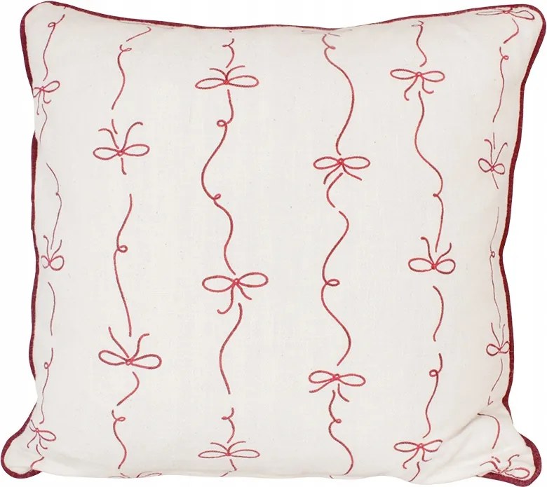 Párnahuzat 45x45 Dekoratív Fehér masnis piros 100% pamut