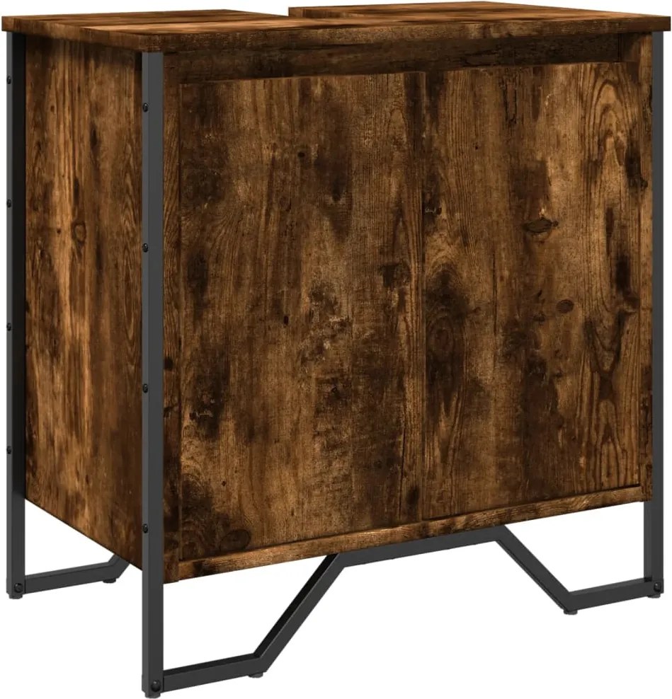 vidaXL füstös tölgy szerelt fa fürdőszobai mosdószekrény 60x35x60 cm