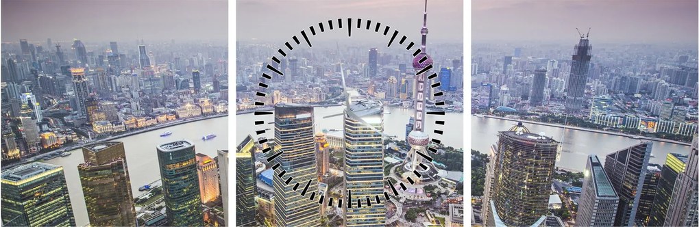 Kép - Shanghai, Kína (órával) (90x30 cm)