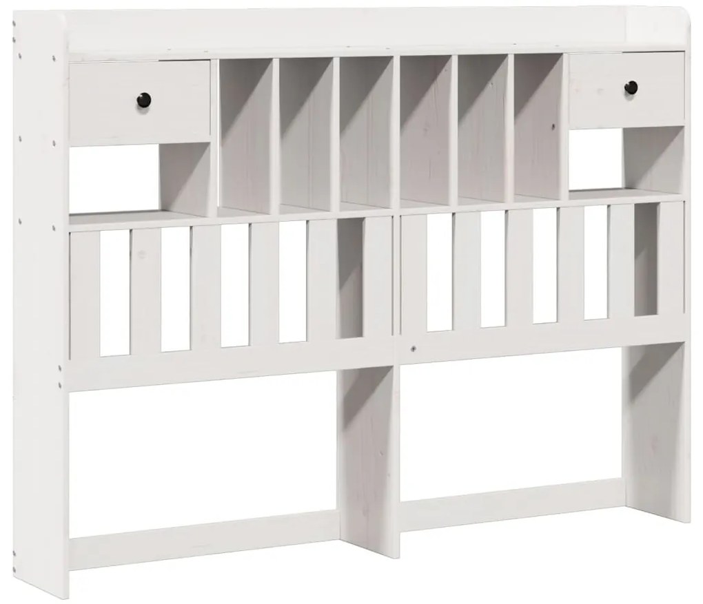 fehér tömör fenyőfa könyvespolcos ágy matrac nélkül 160x200 cm