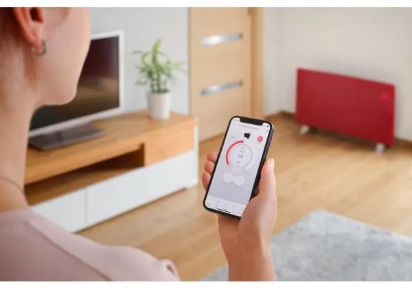 Sencor - Okos elektromos konvektor/hősugárzó 1200/2400 W/230 V IP24 Wi‑Fi piros