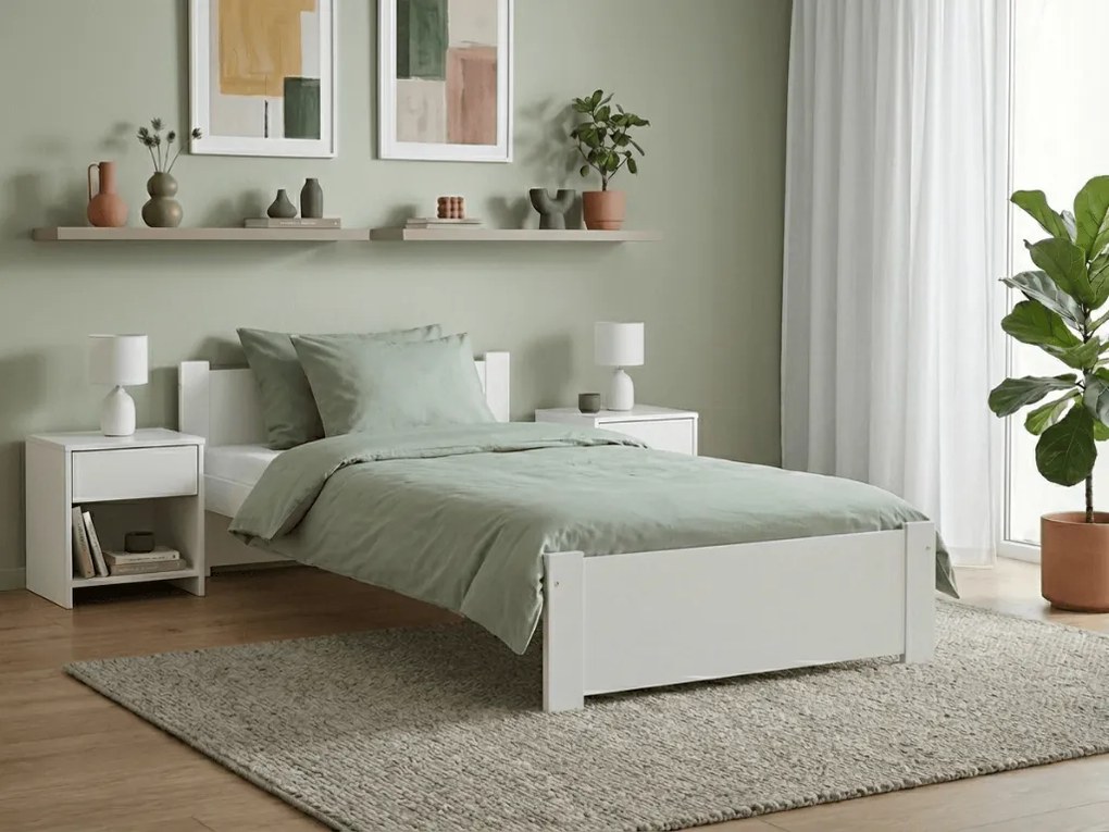 Ágy IKAROS 90 x 200 cm, fehér Matrac: Coco Maxi matrac 20 cm, Ágyrács: Lamellás ágyráccsal