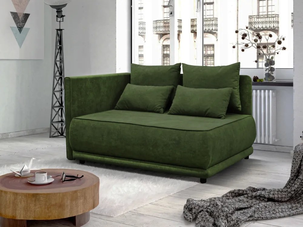 Kihúzható kanapé, zöld, balos, LIAMI