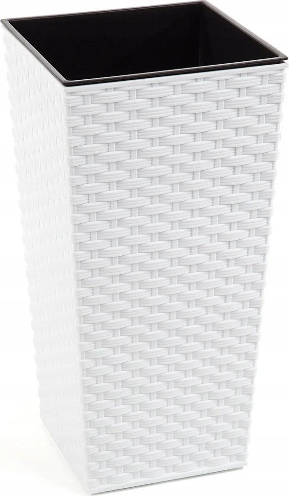 Magas kaspó rattan betéttel fehér H 753 mm