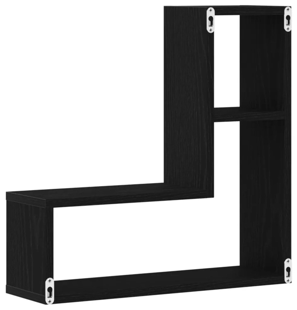 Fali Polc 2 db Fekete Tölgy 50x15x85 cm Műanyag