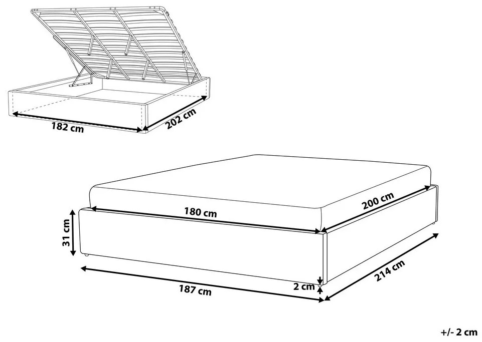 Fejtámla Nélküli Bézs Színű Minimalista Ágykeret 180 x 200 cm DINAN Beliani
