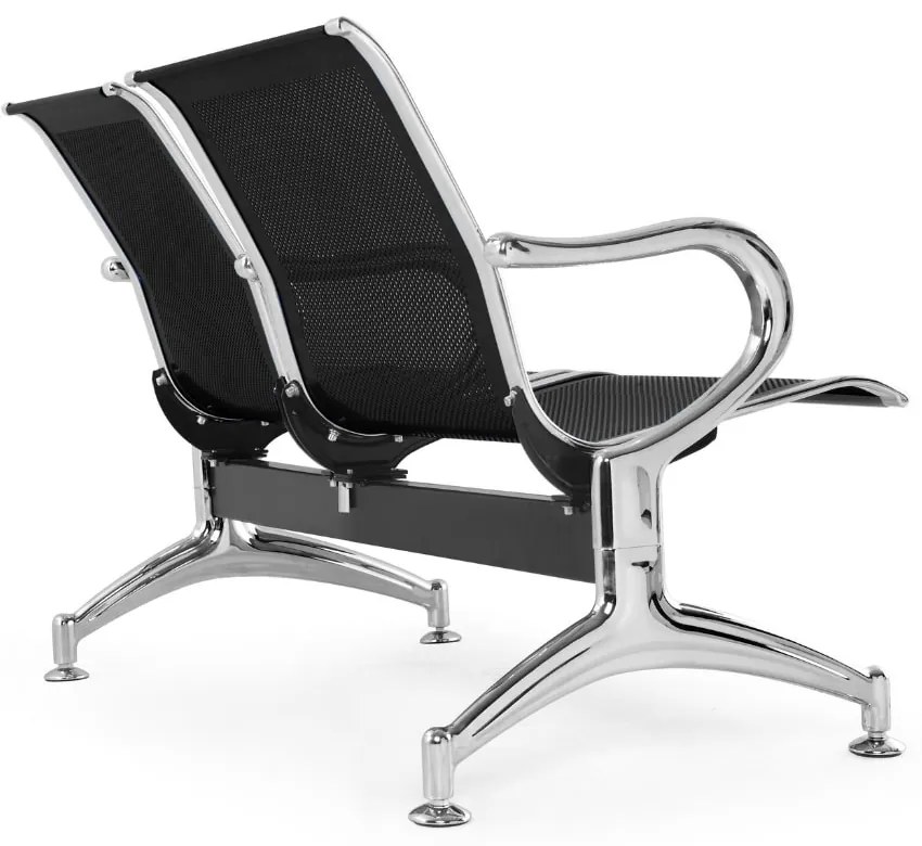 Fém pad a váróterembe REST, 2 ülés, fekete